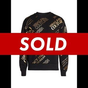NWT Versace Logo Foil-Print Crewneck Sweater size Medium, M